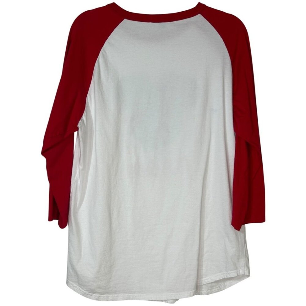 Sport-Tek Minnie Mouse Christmas Lights Mom Red & White Raglan T-Shirt - Size La - Picture 2 of 9